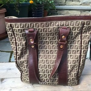 Authentic Fendi Zucchino Tote Bag Like New!